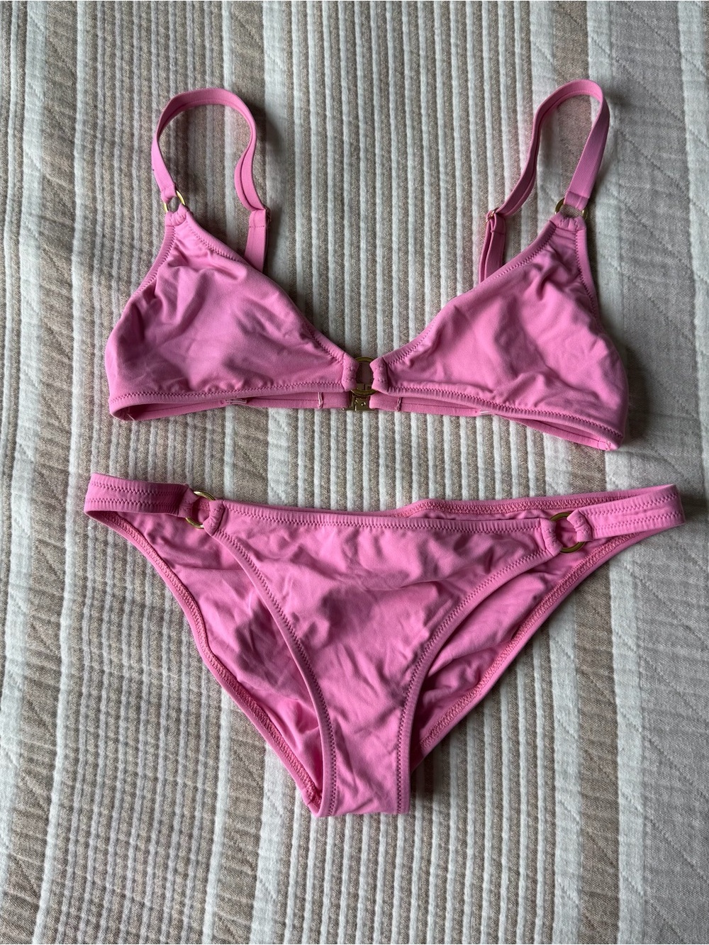 Melissa Odabash Pink Bikini Set with Gold Rings
